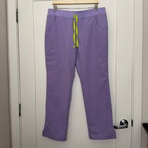 Figs Scrub Pants Kade Cargo Womens Sz L Lilac Lavender Medical Nurse PO3298